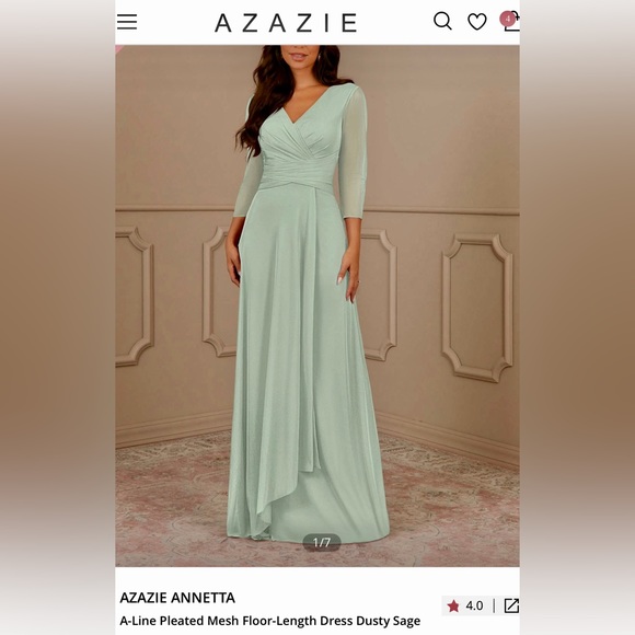 NWT Azazie Dress - Brand new, NEVER WORN Mother of the Bride dress w/garment bag - Picture 4 of 8